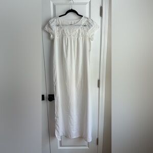 Vintage Shadowline Women’s Lace Floral Embroidered Nightgown White Size Small